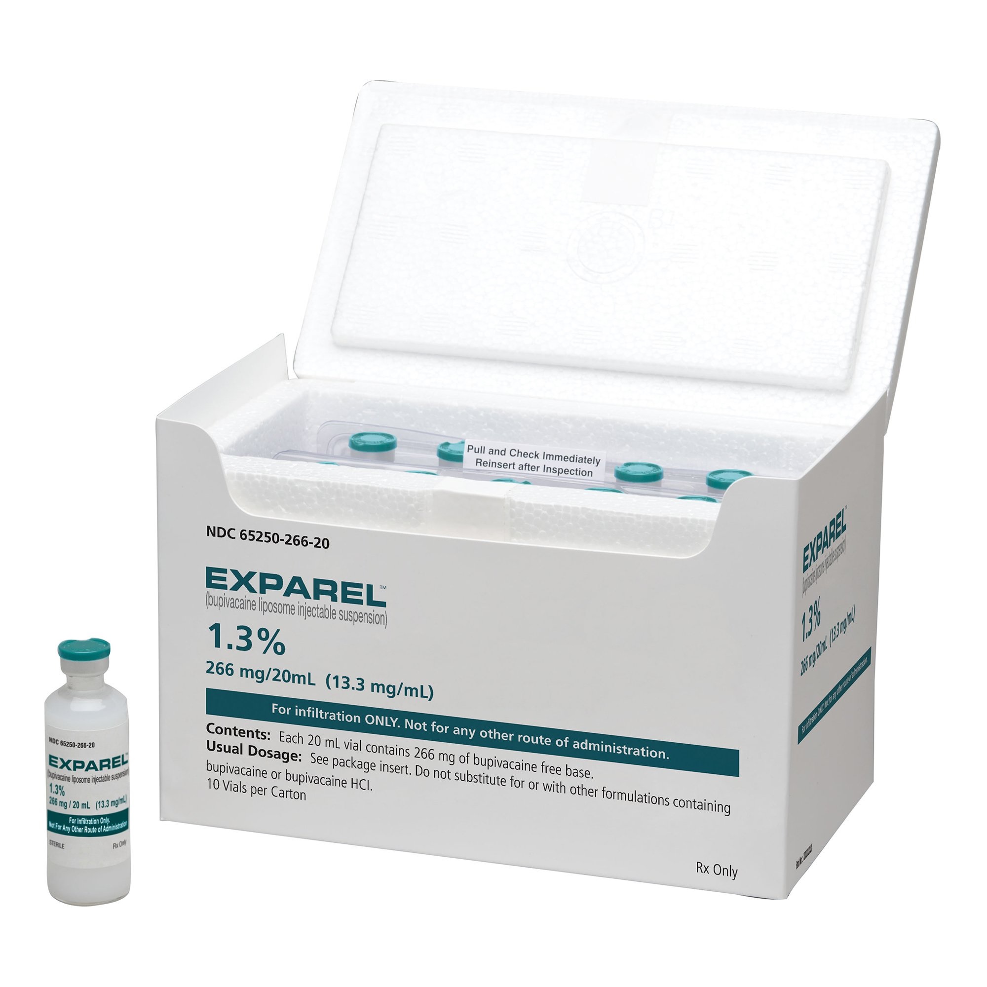 Exparel Injection 1.3% 266mg/vl Preservative Free Vial 20mL 10/Package
